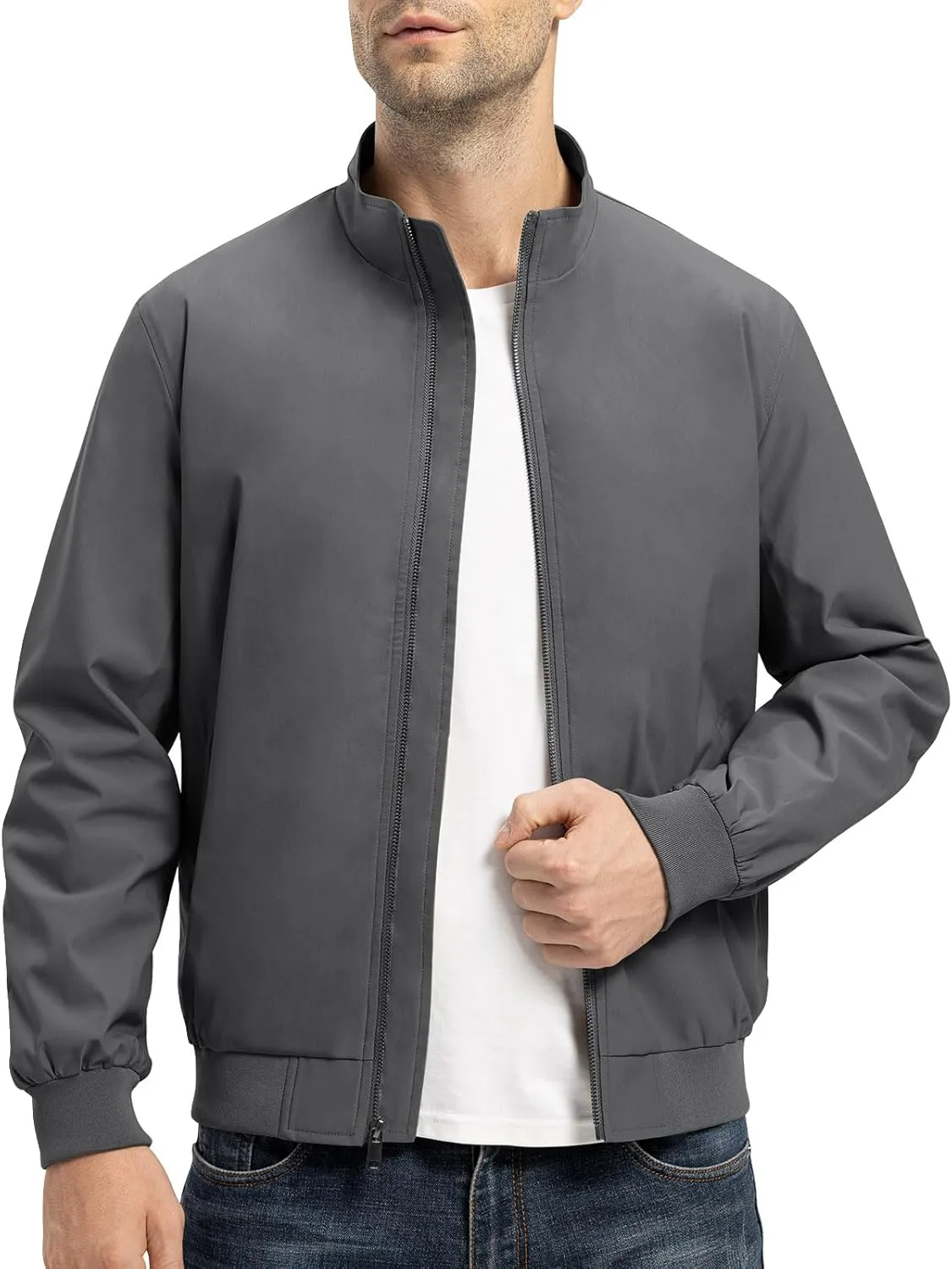 TBMPOY Men's Lightweight Jackets Casual Windbreaker Stylish Light Fall Spring Golf Work Dress Business