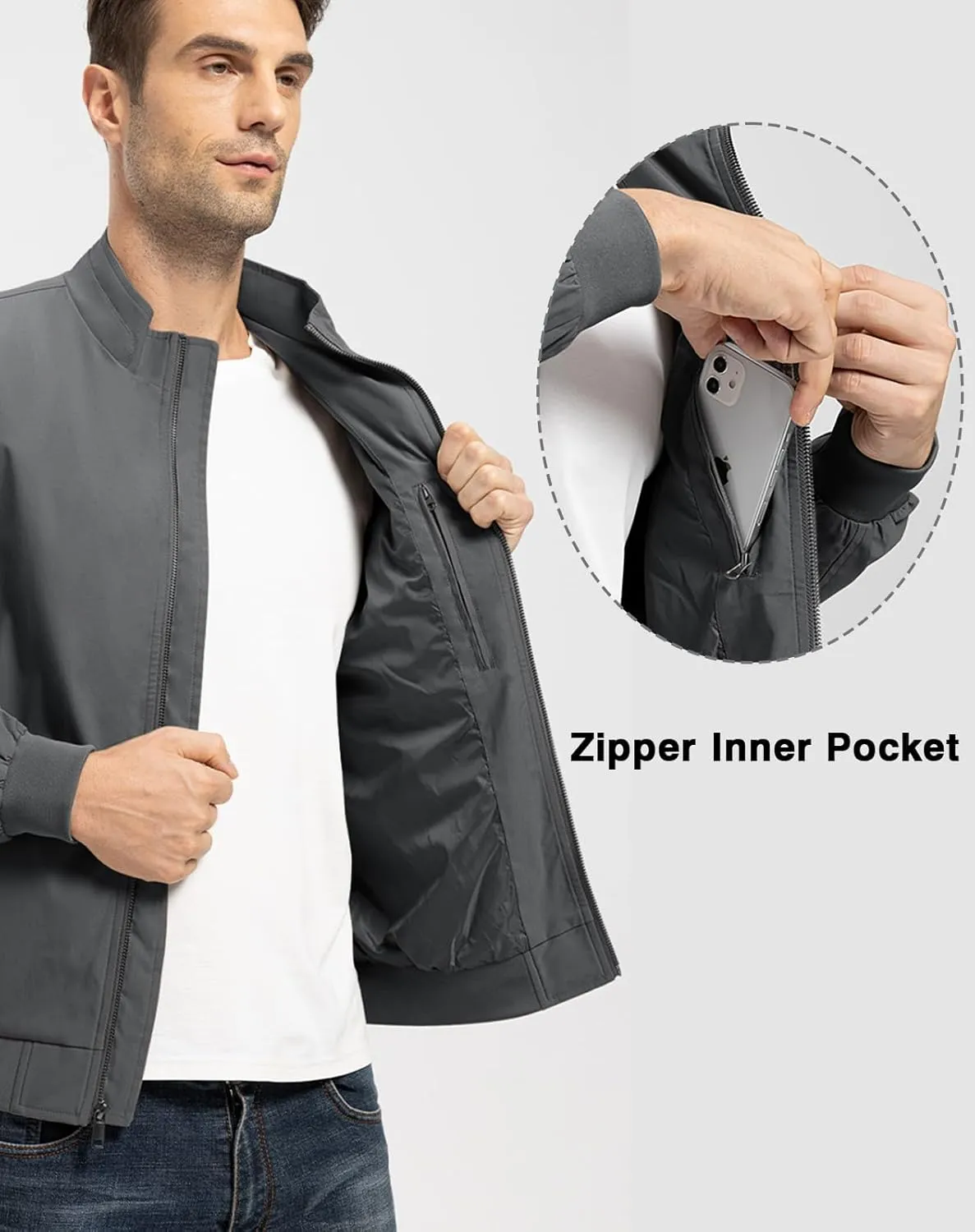 TBMPOY Men's Lightweight Jackets Casual Windbreaker Stylish Light Fall Spring Golf Work Dress Business