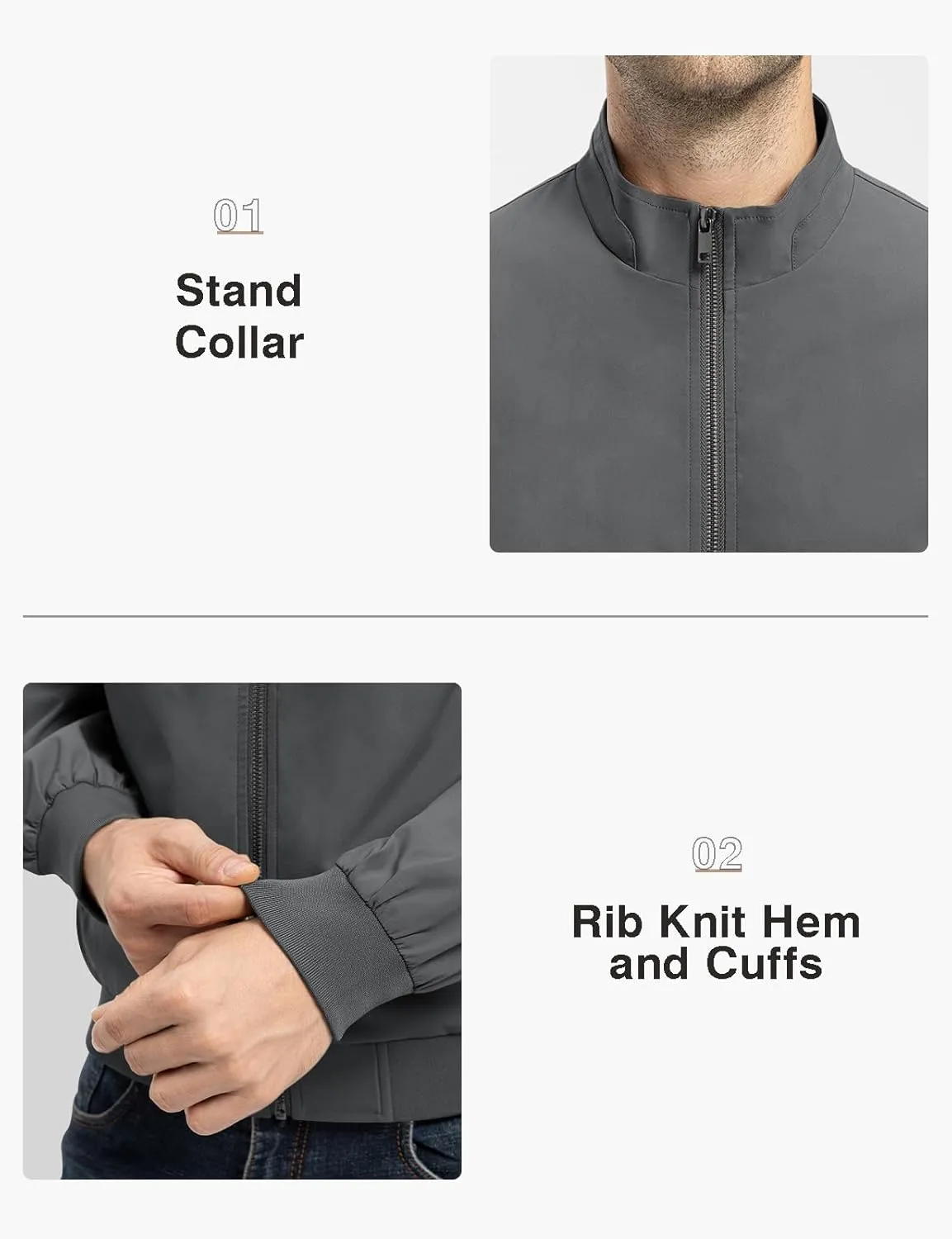 TBMPOY Men's Lightweight Jackets Casual Windbreaker Stylish Light Fall Spring Golf Work Dress Business