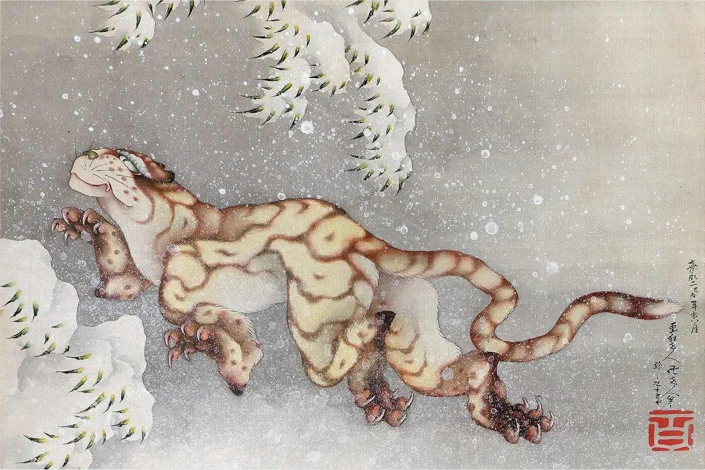 Tiger In A Snowstorm (Edo Period, 1849) - Katsushika Hokusai