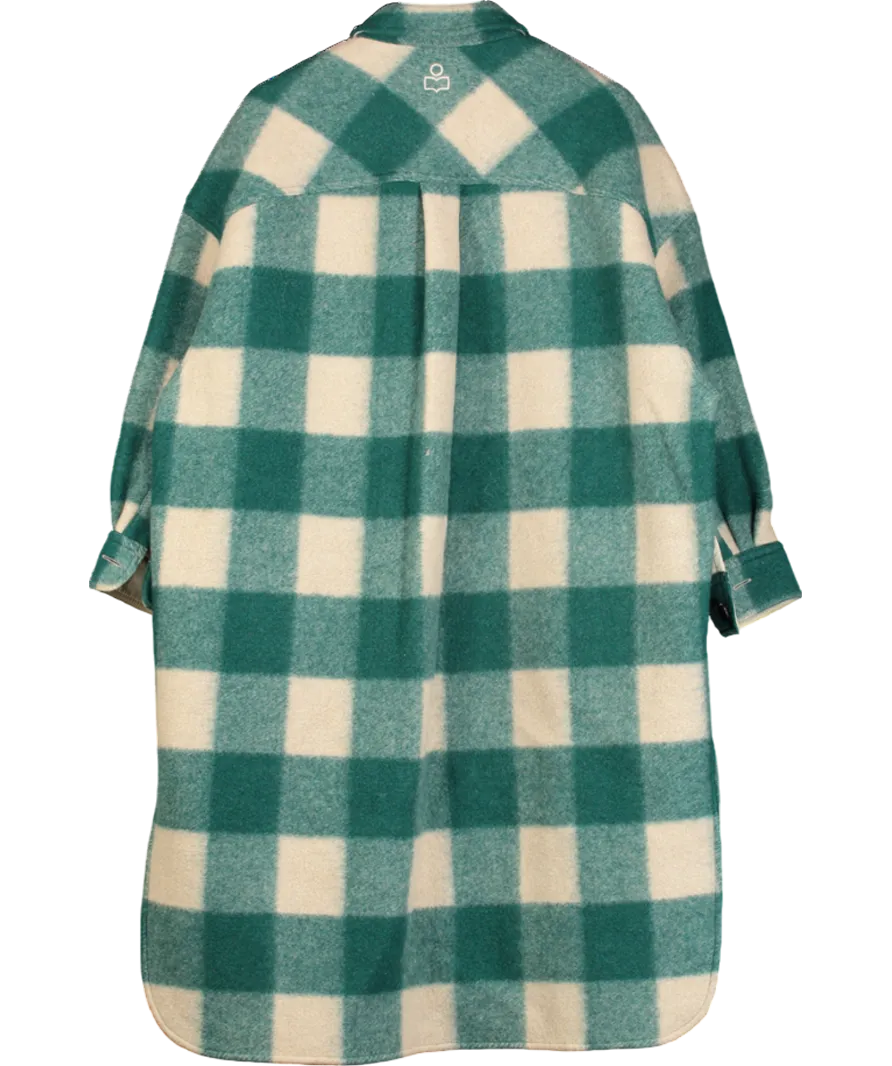Étoile Isabel Marant Green Isabel Marant Étoile Oversize Fontizi Checked Felted Coat Sz0 UK 4