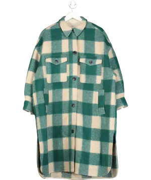Étoile Isabel Marant Green Isabel Marant Étoile Oversize Fontizi Checked Felted Coat Sz0 UK 4