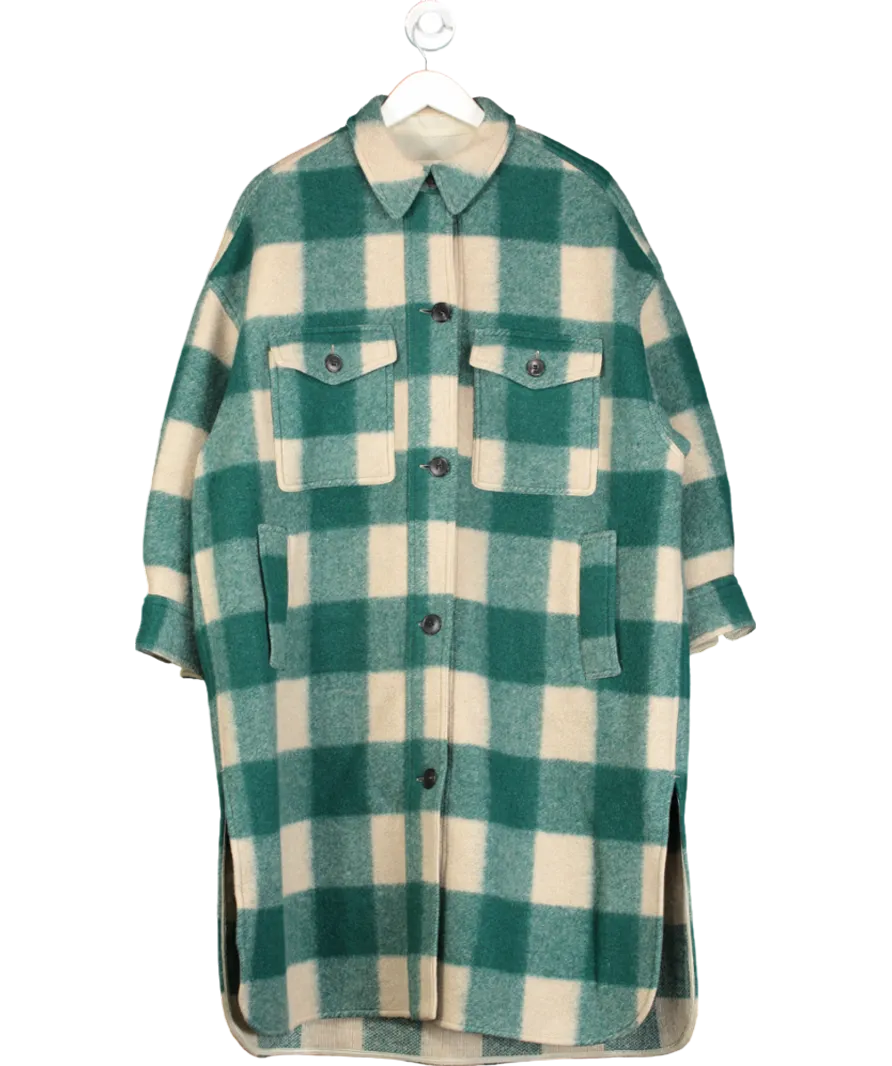 Étoile Isabel Marant Green Isabel Marant Étoile Oversize Fontizi Checked Felted Coat Sz0 UK 4