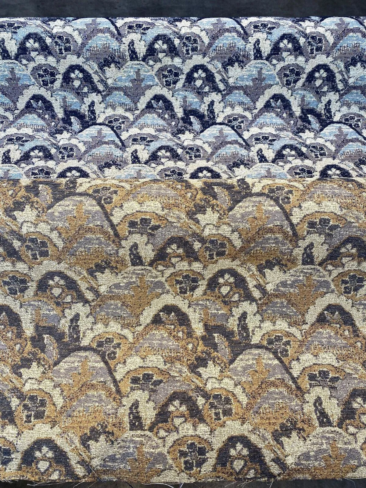 Upholstery Indigo Stark Landscape Blue Chenille Tapestry Fabric By The Yard
