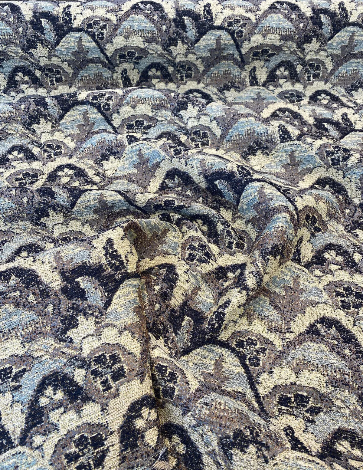 Upholstery Indigo Stark Landscape Blue Chenille Tapestry Fabric By The Yard