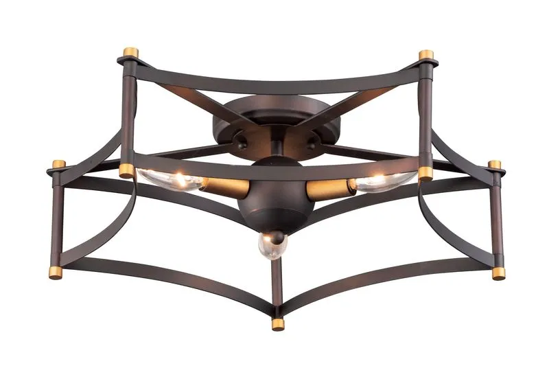 Wellington 19.75" 3 Light Flush Mount in Oil Rubbed Bronze Antique Brass