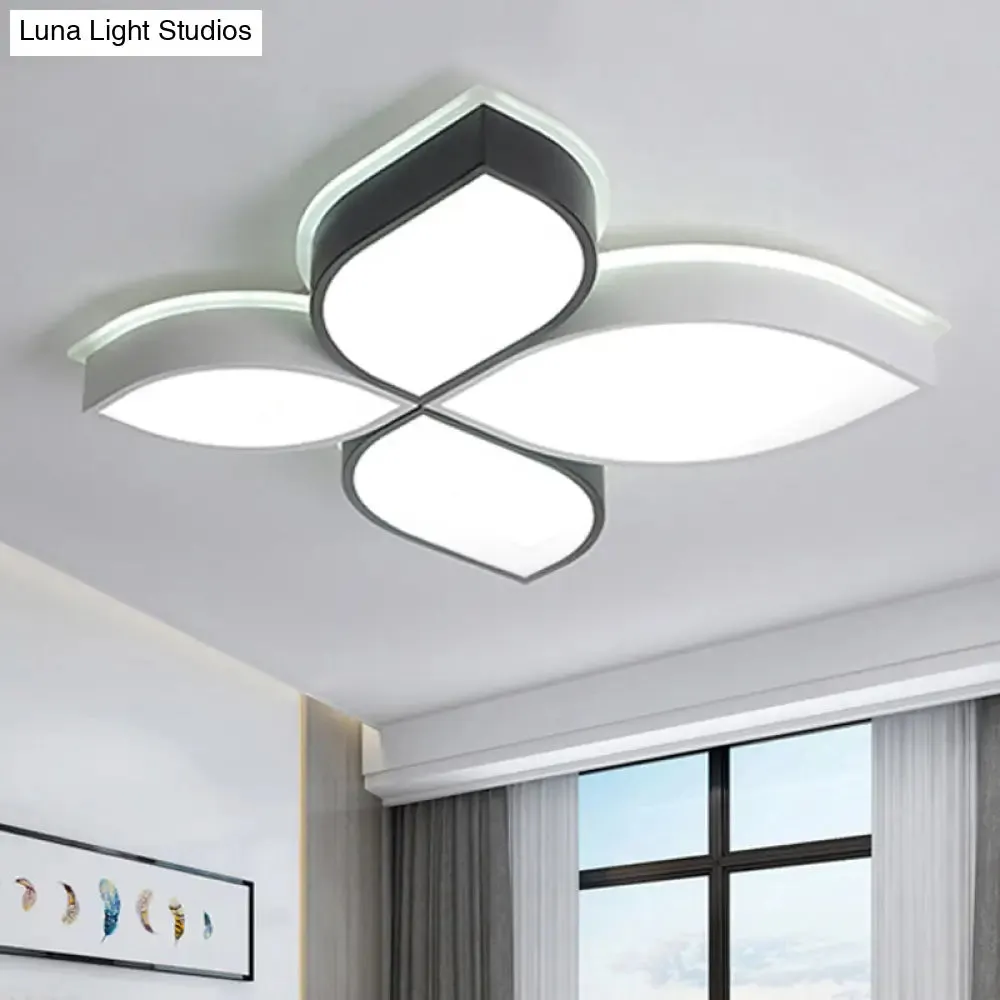 White LED Ceiling Light - Simple Style 4-Petal Acrylic Ceiling Mount for Dining Room