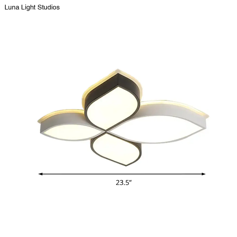 White LED Ceiling Light - Simple Style 4-Petal Acrylic Ceiling Mount for Dining Room
