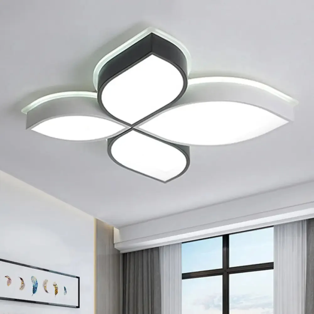 White LED Ceiling Light - Simple Style 4-Petal Acrylic Ceiling Mount for Dining Room