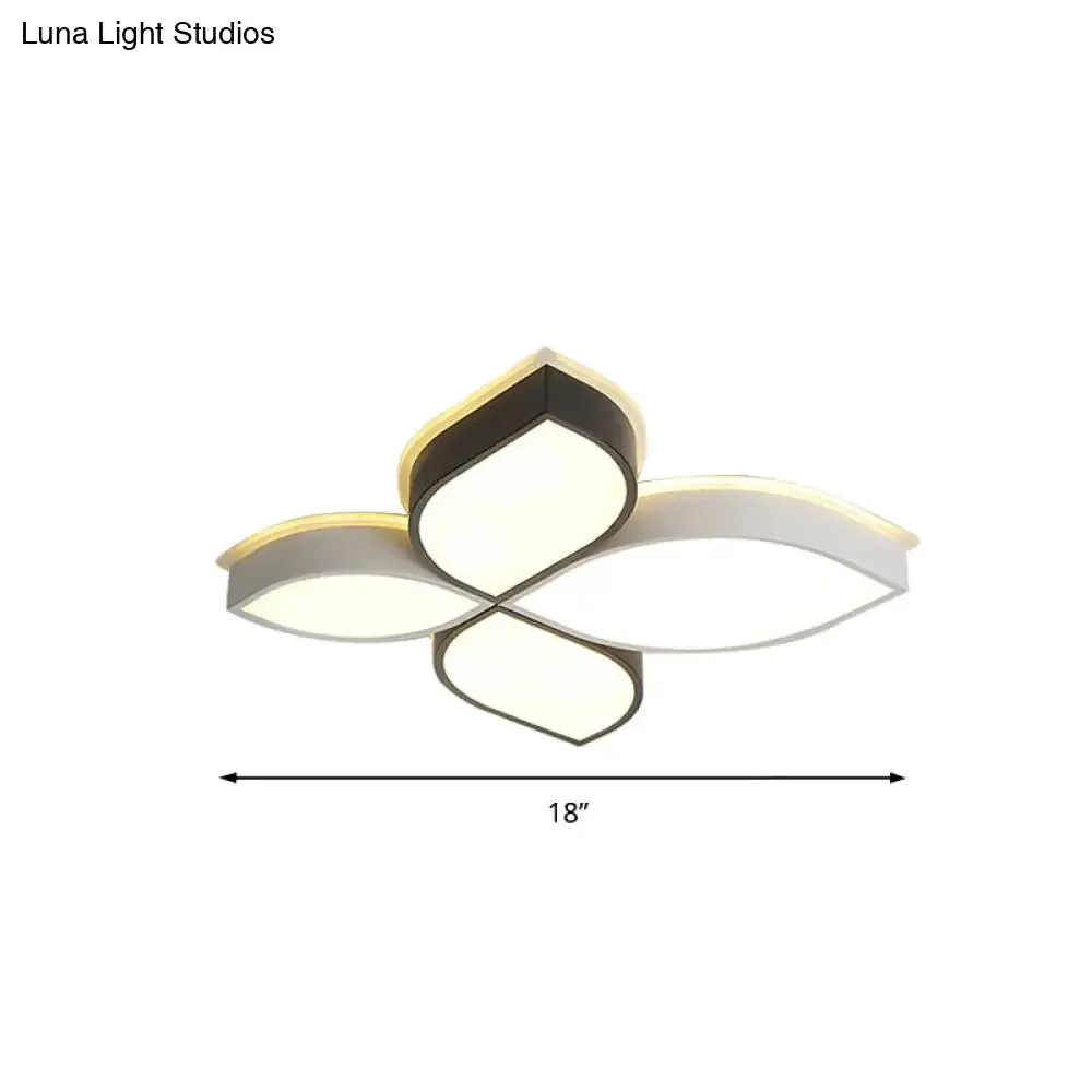 White LED Ceiling Light - Simple Style 4-Petal Acrylic Ceiling Mount for Dining Room
