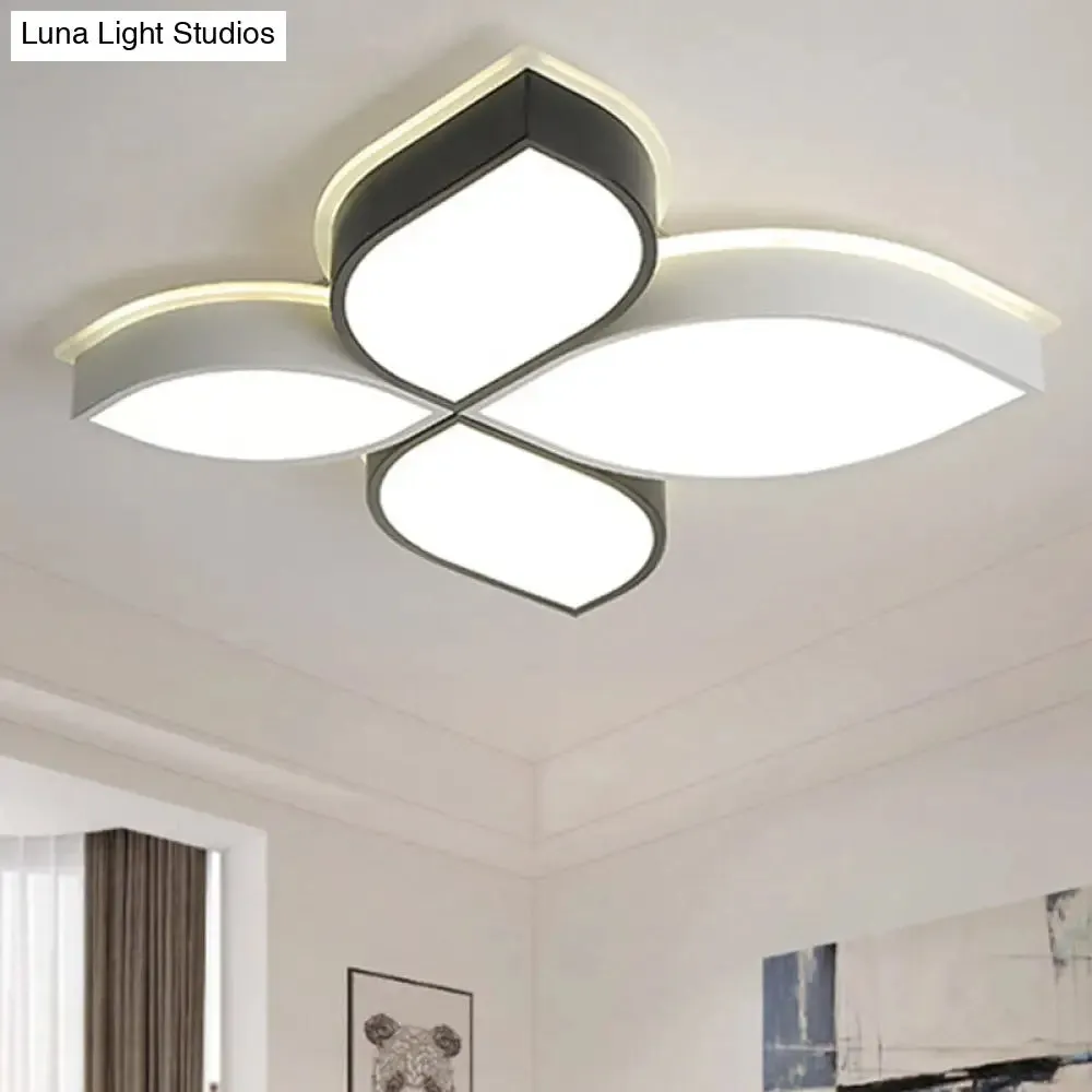 White LED Ceiling Light - Simple Style 4-Petal Acrylic Ceiling Mount for Dining Room
