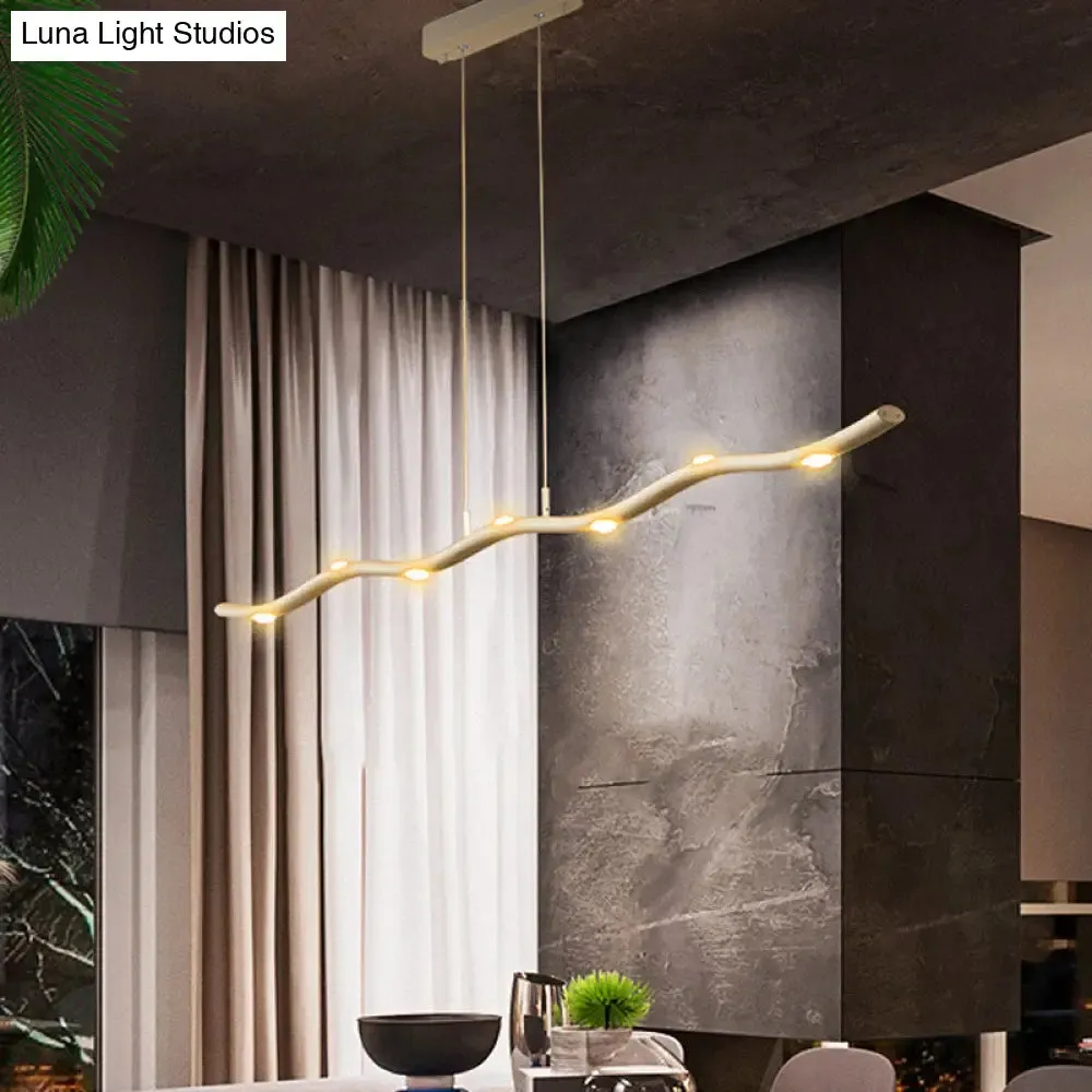 White Wave Island Lighting Fixture with 5/7 Simple Style Heads, Warm/White Light