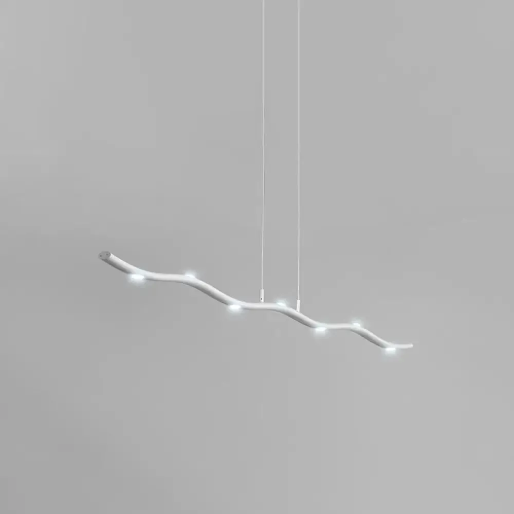 White Wave Island Lighting Fixture with 5/7 Simple Style Heads, Warm/White Light