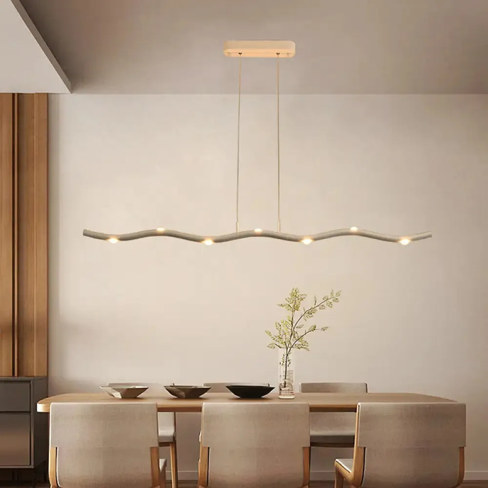 White Wave Island Lighting Fixture with 5/7 Simple Style Heads, Warm/White Light