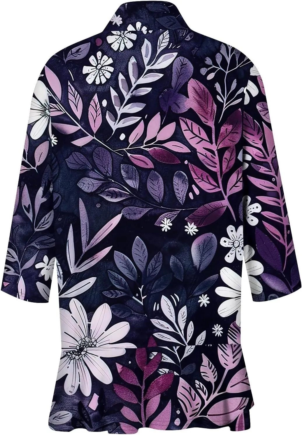 Women Cardigan 3/4 Sleeves Open Front Lightweight Cardigan Draped Ruffles Knit Cardigan Loose Casual Kimono Sweater