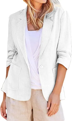 Women's Cropped Blazer Jacket Dressy Cardigan Lightweight Office Jacket Plus Size Open Front Suit Blazers Outerwear