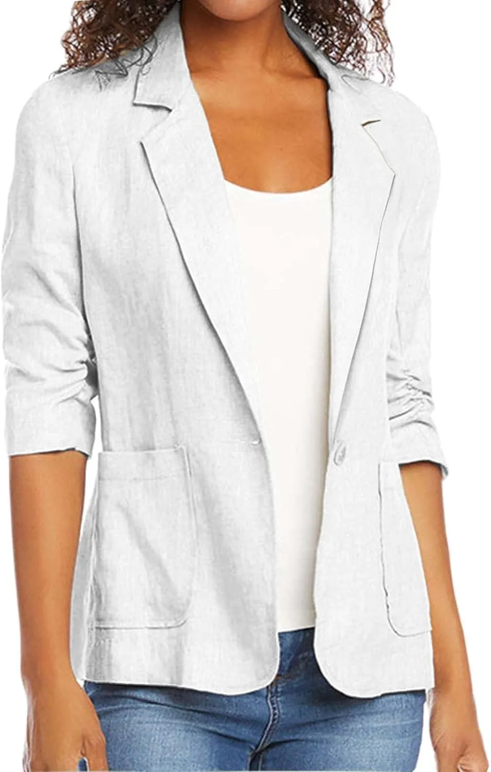 Women's Cropped Blazer Jacket Dressy Cardigan Lightweight Office Jacket Plus Size Open Front Suit Blazers Outerwear
