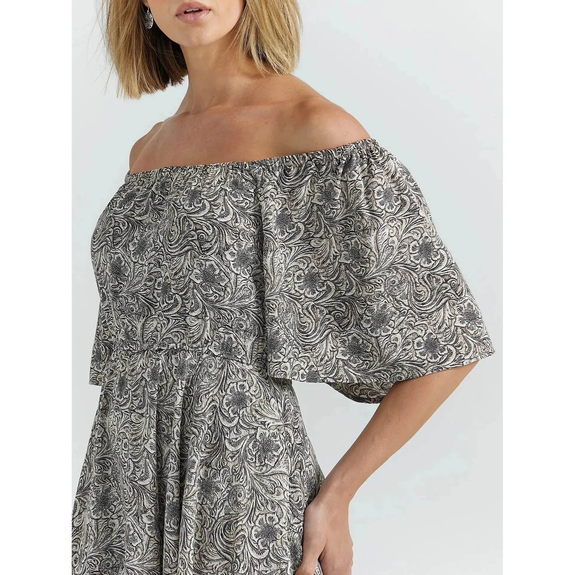 Women's Wrangler Romantic Flutter Sleeve Dress - Tooling Grey