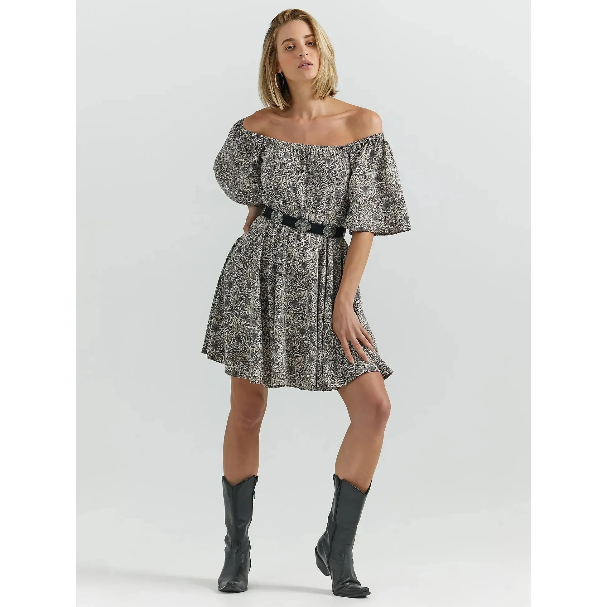 Women's Wrangler Romantic Flutter Sleeve Dress - Tooling Grey