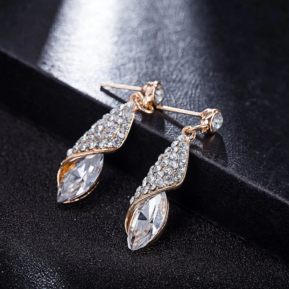 Yellow Chimes Classic Crystal White Drop Earrings for Women & Girls (White)