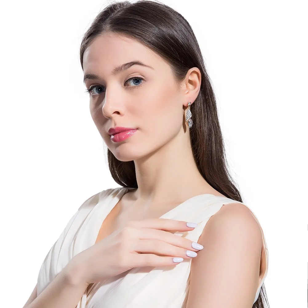 Yellow Chimes Classic Crystal White Drop Earrings for Women & Girls (White)